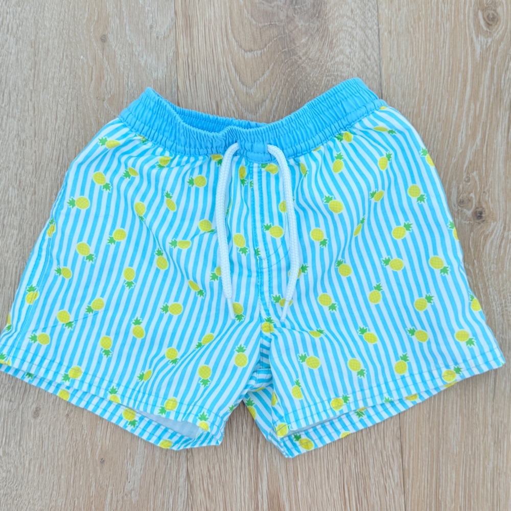 Blue Pineapple Print Swim Shorts